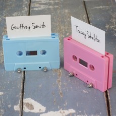 Sky blue and baby pink cassette tape place holders