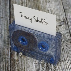 Cassette tape place holder glitter blue