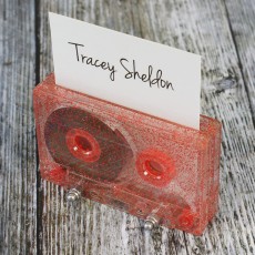 Cassette tape place holder glitter red