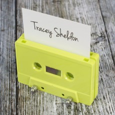 Cassette tape place holder neon yellow