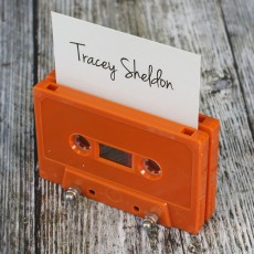 Cassette tape place holder retro orange